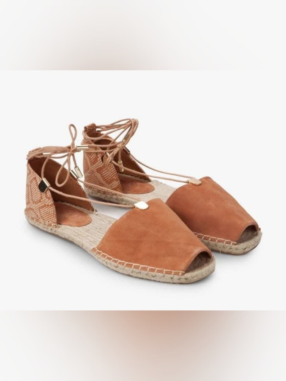 ALDO Tan Suede Lace-Up Open-Toe Sandals Flats - Size 8.5